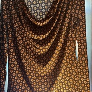 Michael Kors Brown and Gold Draped Blouse